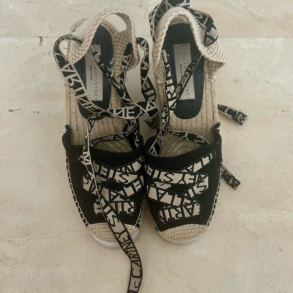 Stella McCartney Black Gaia Espadrilles Wedges / Platforms
